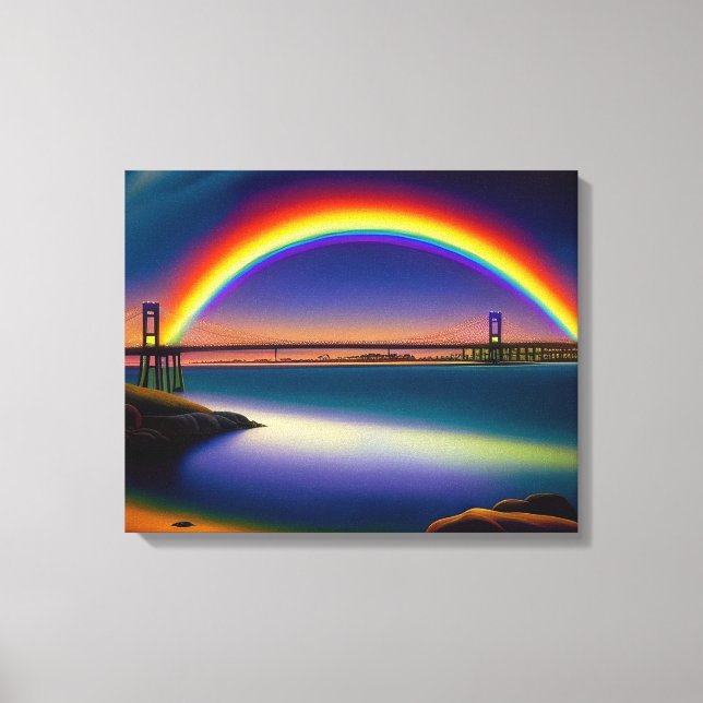Newport Bridge, Summer Nights, Rainbow Canvas Print (Front)