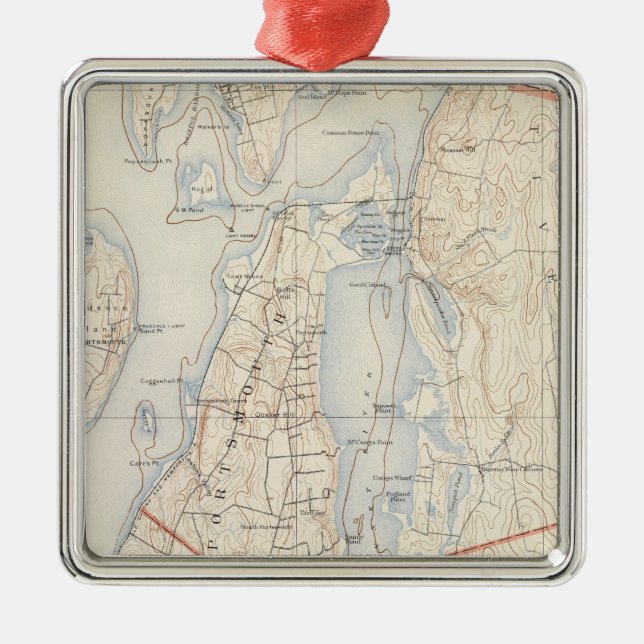 Newport County, Rhode Island Metal Tree Decoration (Front)