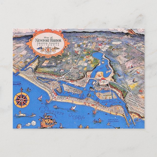 Newport Harbour CA Postcard (Front)