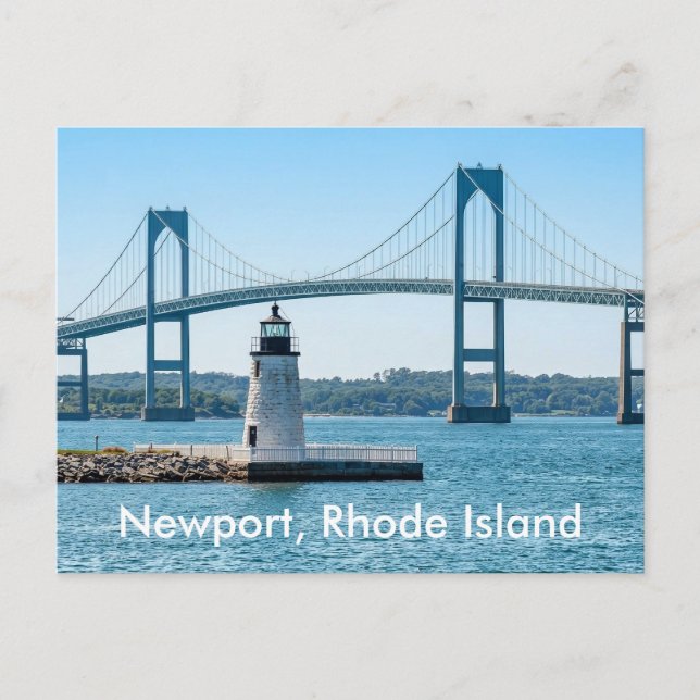 Newport Harbour Lighthouse Bridge Rhode Island RI  Postcard (Front)