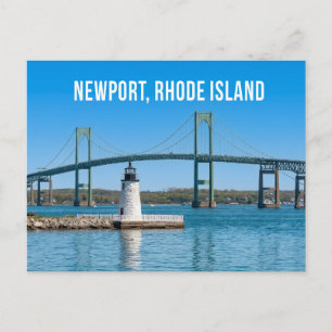 Newport Harbour Lighthouse Bridge Rhode Island RI Postcard