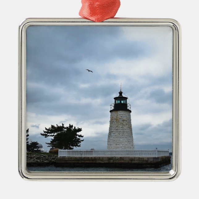 Newport Harbour Lighthouse Metal Tree Decoration (Front)