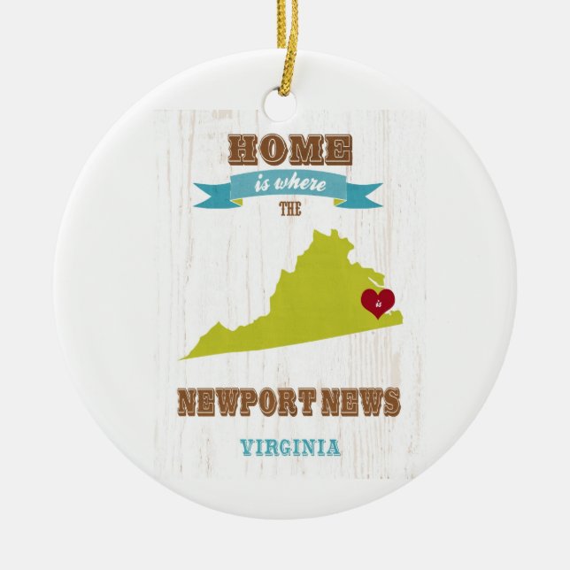 Newport News, Virginia Map – Home Is Where Ceramic Tree Decoration (Front)