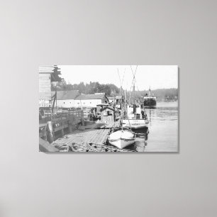 Newport, Oregon Waterfront View of Fishing Boats Canvas Print