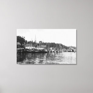 Newport, Oregon Waterfront View of Fishing Fleet Canvas Print
