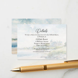 Newport Rhode Island Beach Watercolor Wedding Enclosure Card