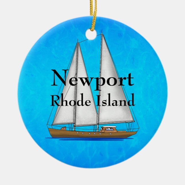Newport Rhode Island Ceramic Tree Decoration (Front)
