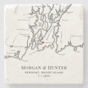Newport Rhode Island Destination Wedding Favour Stone Coaster
