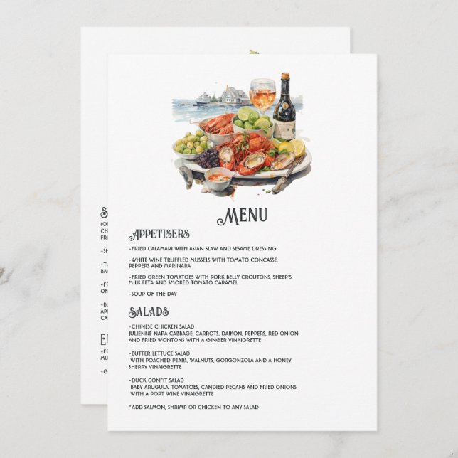 Newport, Rhode Island Destination Wedding Menu (Front/Back)