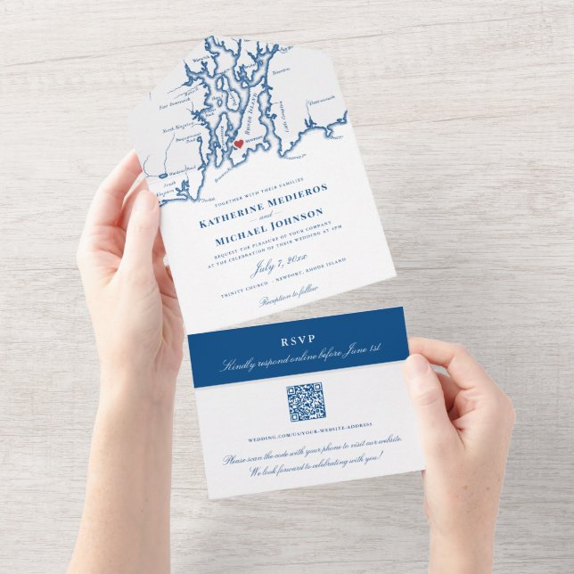 Newport Rhode Island Elegant Wedding All In One Invitation (Tearaway)