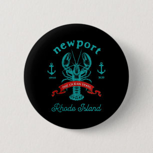 Newport Rhode Island Lobster Fishing Vacation Beac 6 Cm Round Badge