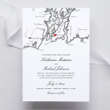 Newport Rhode Island Map Black and White Wedding