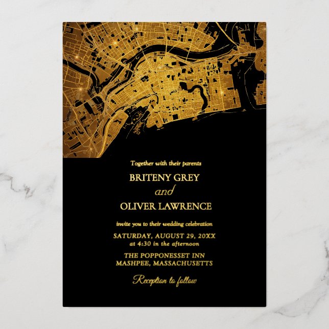Newport Rhode Island Map golden Wedding  (Front)