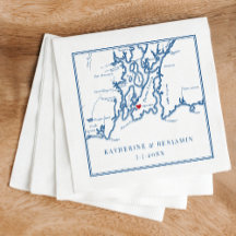 Newport Rhode Island Map Navy Elegant Wedding