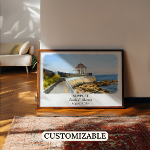 Newport Rhode Island Poster, Watercolor, Custom Poster
