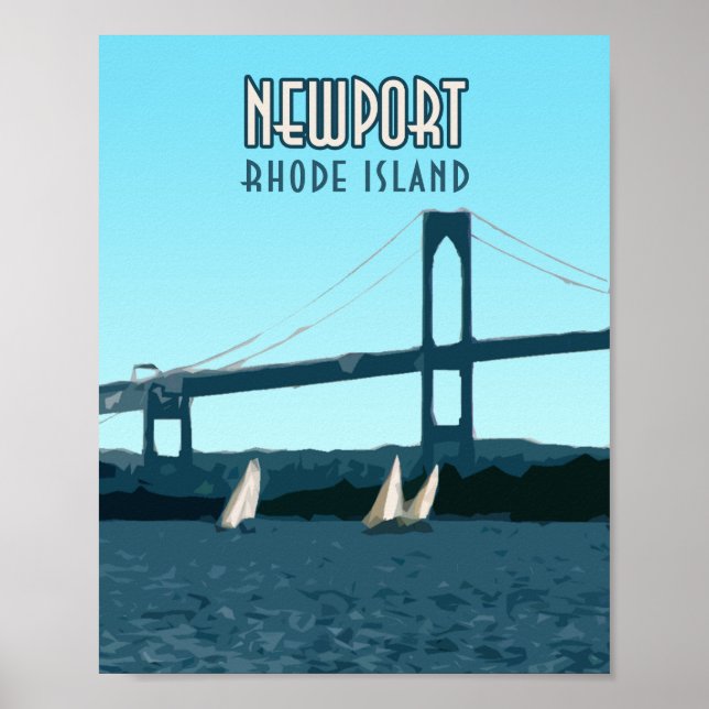 Newport Rhode Island Sailboats Vintage Poster (Front)