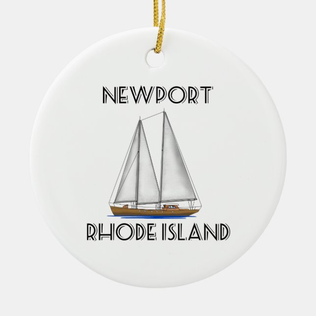 Newport Rhode Island Sailing Ceramic Tree Decoration (Front)