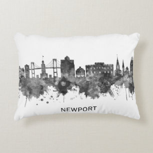 Newport Rhode Island Skyline BW Decorative Cushion