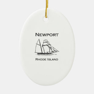Newport Rhode Island Tall Ship Ceramic Tree Decoration