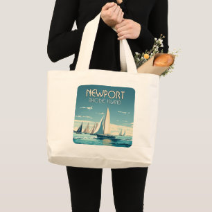 Newport Rhode Island Yacht Race Vintage Large Tote Bag