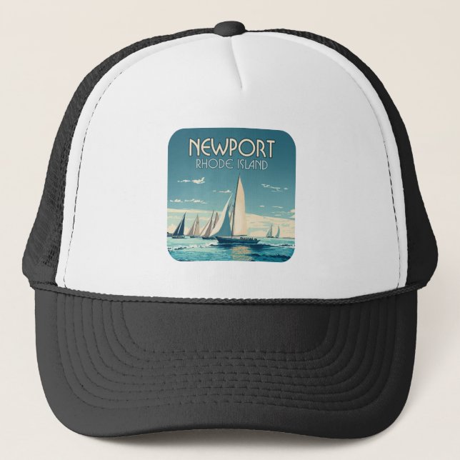 Newport Rhode Island Yacht Race Vintage Trucker Hat (Front)