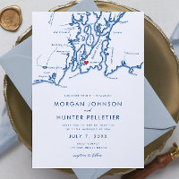 Newport RI Elegant Navy Blue Minimalist Wedding