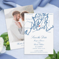 Newport RI Map Elegant Navy Blue Wedding