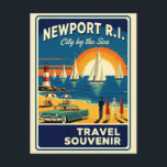 Newport RI Retro Travel Postcard – 1950s Style<br><div class="desc">Newport RI Retro Travel Postcard – 1950s Style Colorful Coastal Graphic, Vintage Inspired Rhode Island Souvenir, AI Reimagined Art POD Description: Bring home the breezy coastal charm of historic Newport, Rhode Island with this vibrant retro-style travel postcard! Inspired by the bold colors and stylish graphics of classic 1950s travel souvenirs,...</div>