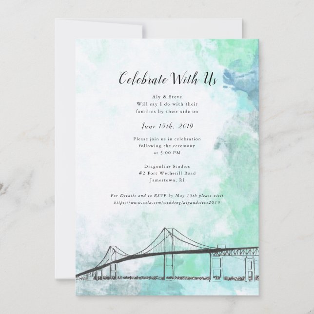 Newport, RI Theme Water Colour Invitation (Front)