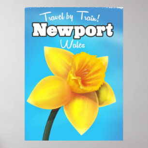 Newport Wales vintage Daffodil travel poster
