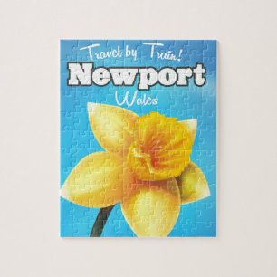 Newport Wales vintage Daffodil travel poster Jigsaw Puzzle