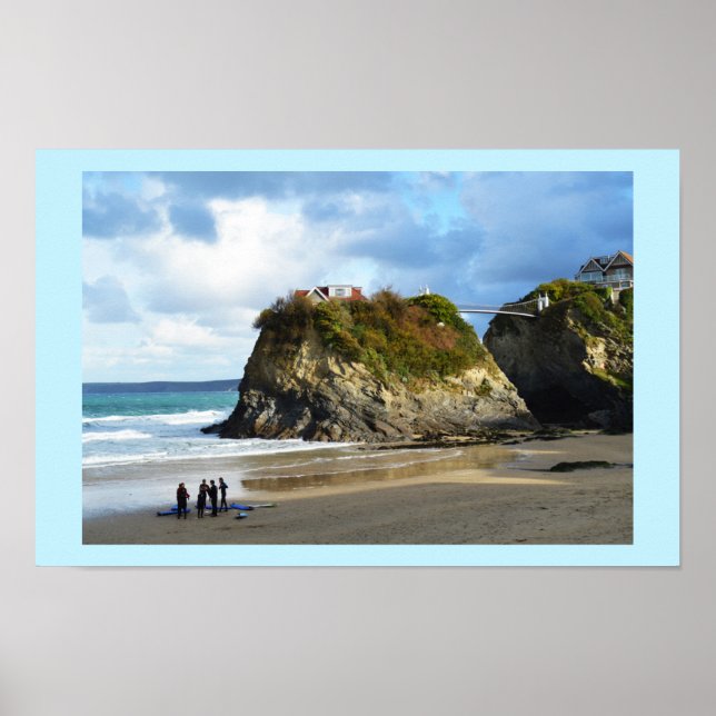 Newquay beach in Cornwall Poster (Front)