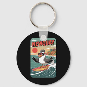 Newquay Beach Vibes, Fun Retro Sunset And Surfing  Key Ring