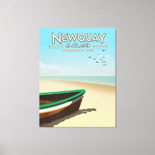 Newquay England Vintage seaside travel poster Canvas Print