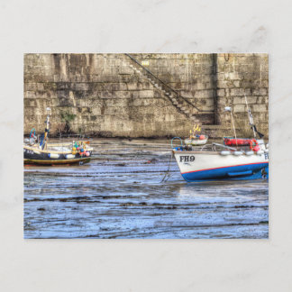 Newquay Harbor Fishing Boats Holiday Postcard