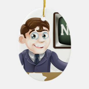 News anchor man ceramic tree decoration