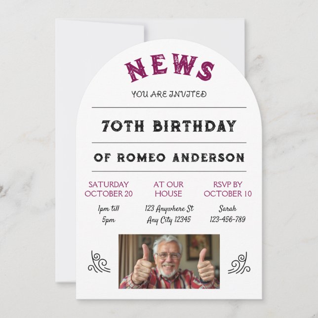 News Birthday Invitation (Front)