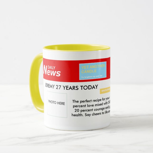 News birthday mug (Front Left)