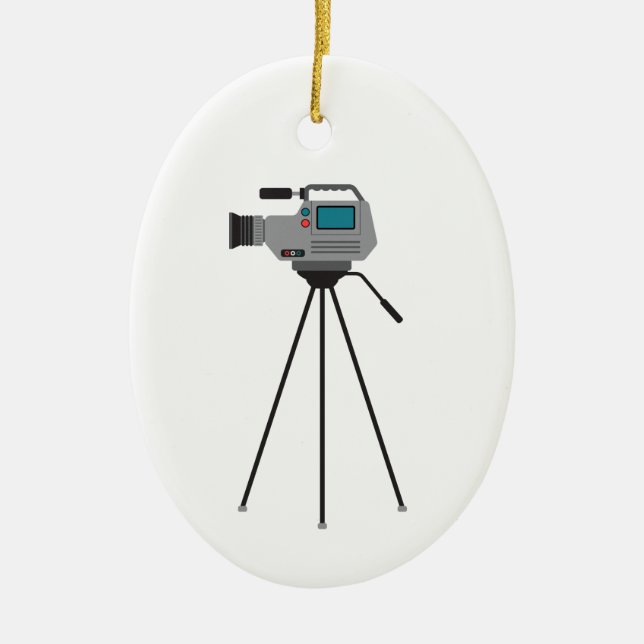News Camera Ceramic Tree Decoration (Front)
