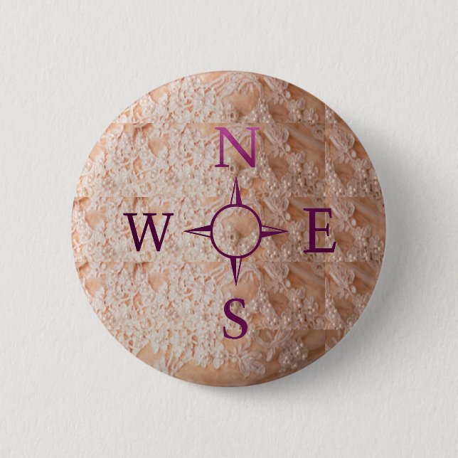 NEWS : Compass North East West South 6 Cm Round Badge (Front)