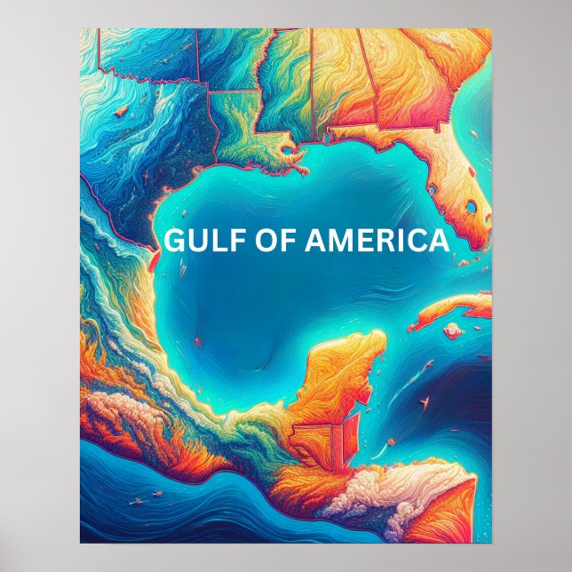 News gulf of america colourful map poster (Front)