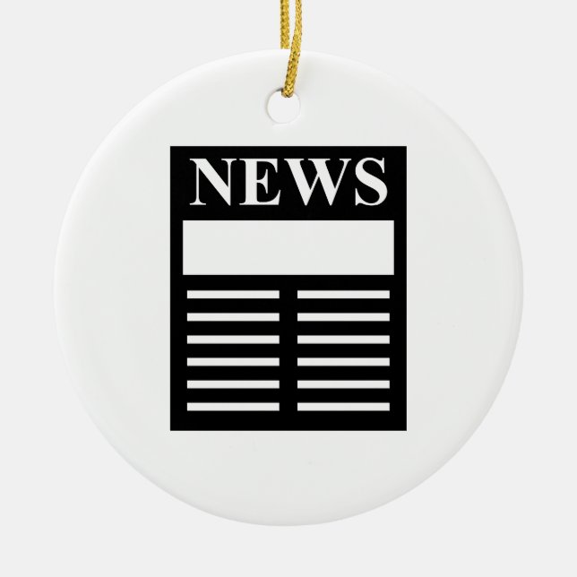 News Headlines Ceramic Tree Decoration (Front)