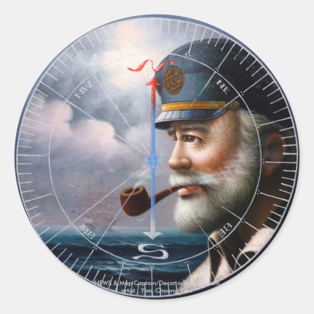 NEWS & Map Captain/Decor or Sea Captain Classic Round Sticker (Front)