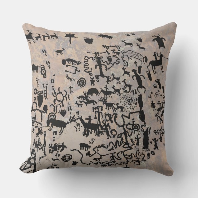 News Paper Rock Petroglyphs Cushion (Front)