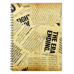 News paper text with old paper notebook