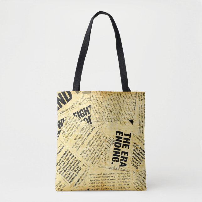 News paper text with old paper tote bag (Front)