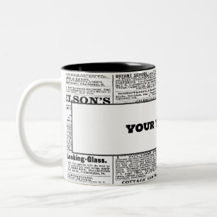 News Paper Texture Two-Tone Coffee Mug