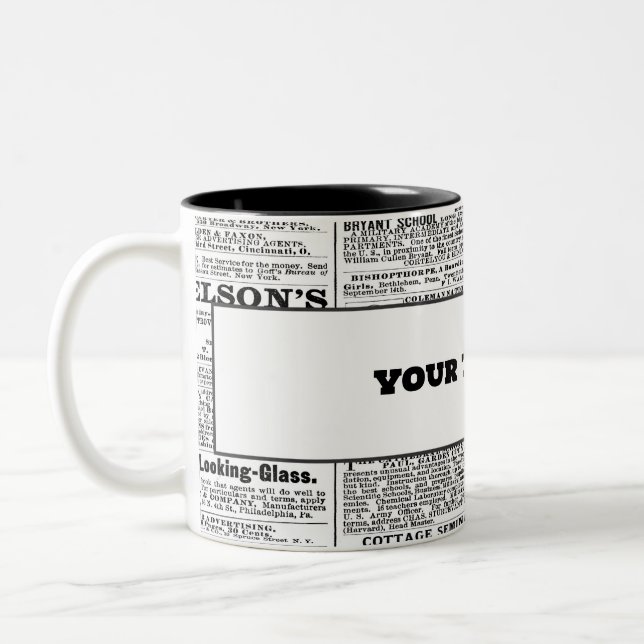 News Paper Texture Two-Tone Coffee Mug (Left)