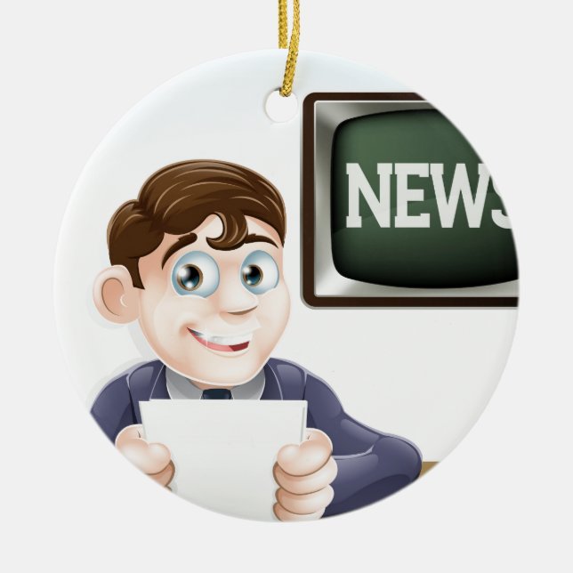 News reporter ceramic tree decoration (Front)