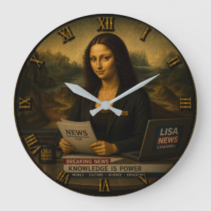 News Reporter Funny Mona Lisa Journalist Gift Large Clock